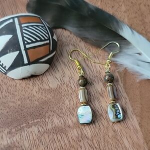 Abalone Shell Gold Plated Earrings